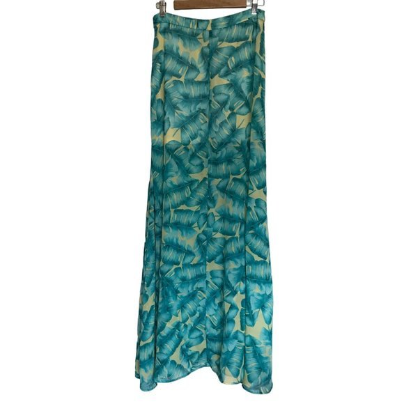 Show Me Your Mumu Women's Hawaiian Tropical Leaf Print Chiffon Maxi Skirt Size L - Picture 3 of 10